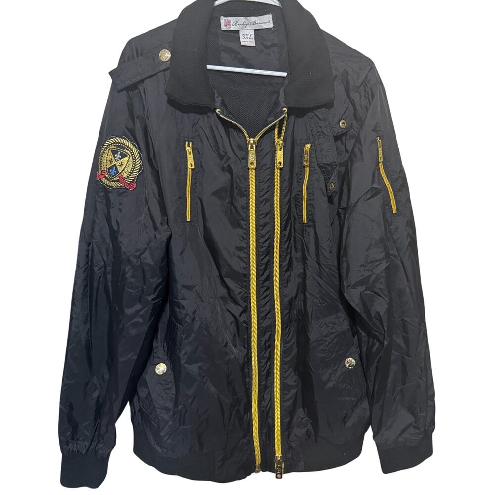 Mens Brooklyn Basement NYC Bomber Jacket Coat Size 3XL gold zippers military